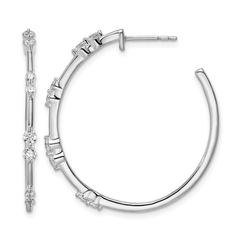 Rhodium-Plated True Origin 14K White Gold 0.616ct Lab-Grown Diamond Post Hoop Earrings, 32.2 mm