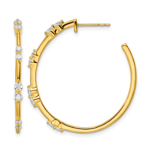 True Origin 14K Yellow Gold 0.616ct Lab-Grown Diamond Post Hoop Earrings, 32.2 mm