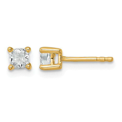 14K Yellow Gold 0.485ct Lab-Grown Diamond Cushion Four Prong Stud Earrings, 3.6 mm - EM8794-050-LD