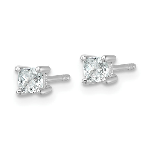 Rhodium-Plated 14K White Gold 0.485ct Lab-Grown Diamond Cushion Four Prong Stud Earrings, 3.6 mm - EM8794-050-WLG - View 2