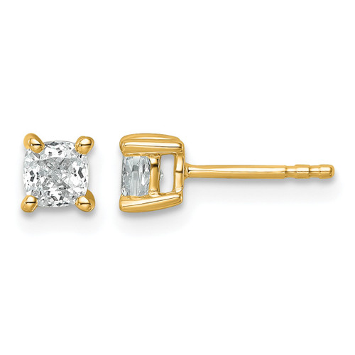 14K Yellow Gold 0.771ct Lab-Grown Diamond Cushion Four Prong Stud Earrings, 4.2 mm - EM8794-075-LG