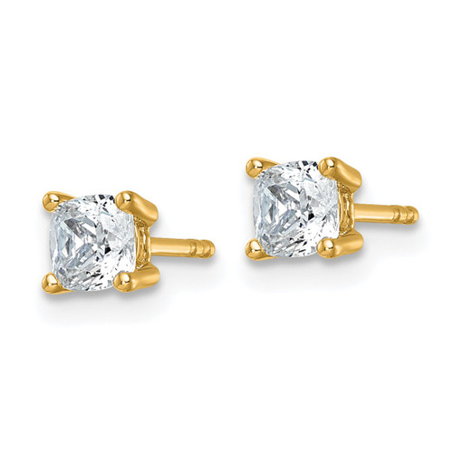 14K Yellow Gold 1.012ct Lab-Grown Diamond Cushion Four Prong Stud Earrings, 4.6 mm - EM8794-100-LG - View 2