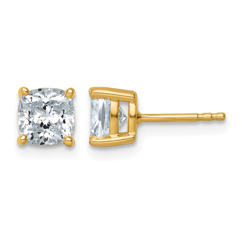 14K Yellow Gold 2ct Lab-Grown Diamond Cushion Four Prong Stud Earrings, 6 mm - EM8794-200-LD