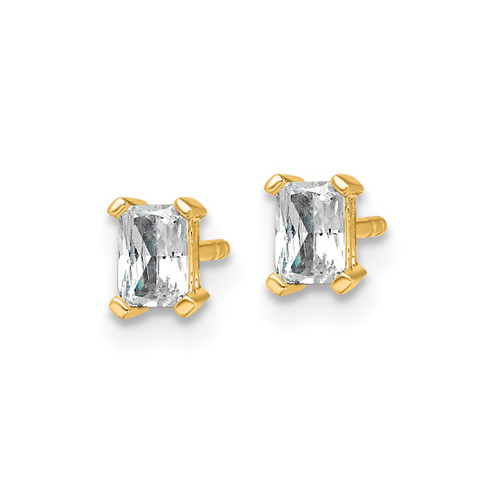 14K Yellow Gold 0.493ct Lab-Grown Diamond Radiant Four Prong Stud Earrings, 4.5 mm - EM8796-050-LG - View 2
