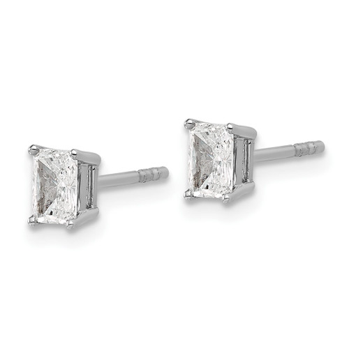 Rhodium-Plated 14K White Gold 0.6ct Lab-Grown Diamond Radiant Four Prong Stud Earrings, 4.4 mm - EM8796-066-WLD - View 2