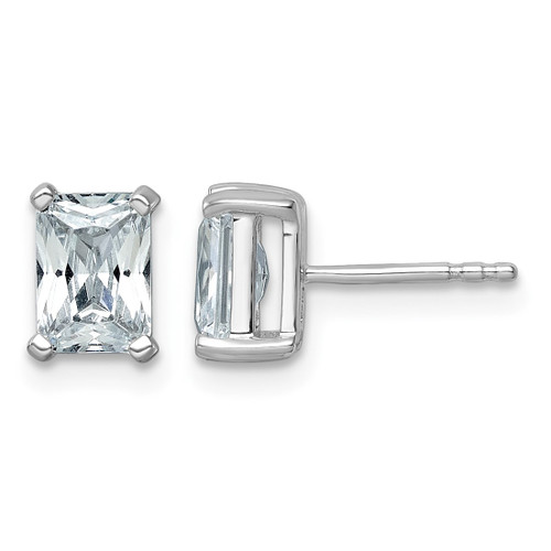 Rhodium-Plated 14K White Gold 2.021ct Lab-Grown Diamond Radiant Four Prong Stud Earrings, 7.25 mm - EM8796-200-WLG