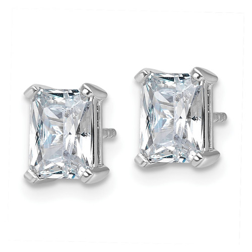 Rhodium-Plated 14K White Gold 3ct Lab-Grown Diamond Radiant Four Prong Stud Earrings, 8 mm - EM8796-300-WLG - View 2