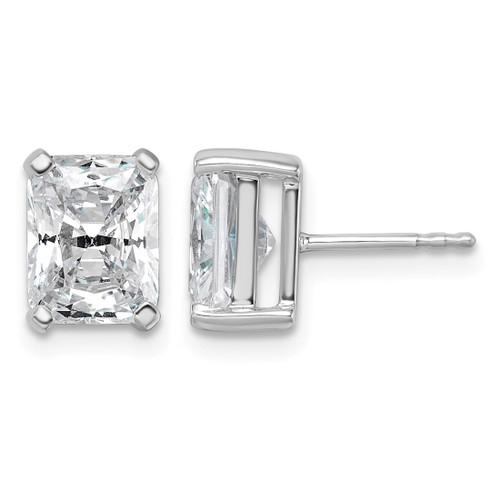 Rhodium-Plated 14K White Gold 4ct Lab-Grown Diamond Radiant Four Prong Stud Earrings, 9 mm - EM8796-400-WLD