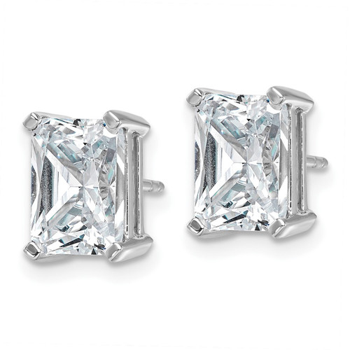 Rhodium-Plated 14K White Gold 5ct Lab-Grown Diamond Radiant Four Prong Stud Earrings, 9.5 mm - EM8796-500-WLG - View 2