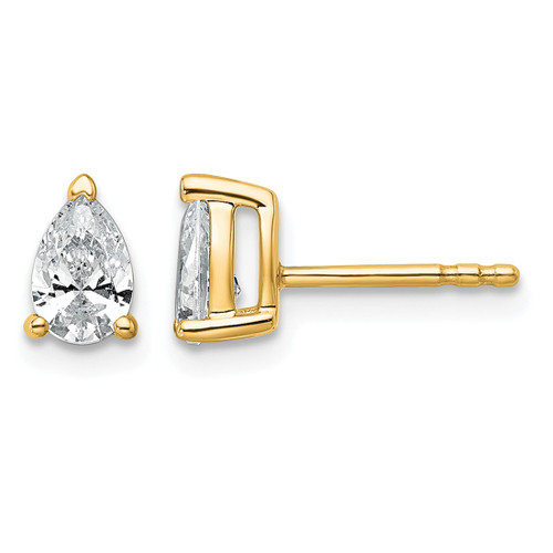 14K Yellow Gold 0.76ct Lab-Grown Diamond Pear Three Prong Stud Earrings, 6.1 mm - EM8797-075-LD