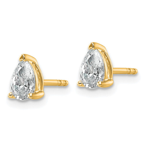 14K Yellow Gold 0.76ct Lab-Grown Diamond Pear Three Prong Stud Earrings, 6.1 mm - EM8797-075-LD - View 2