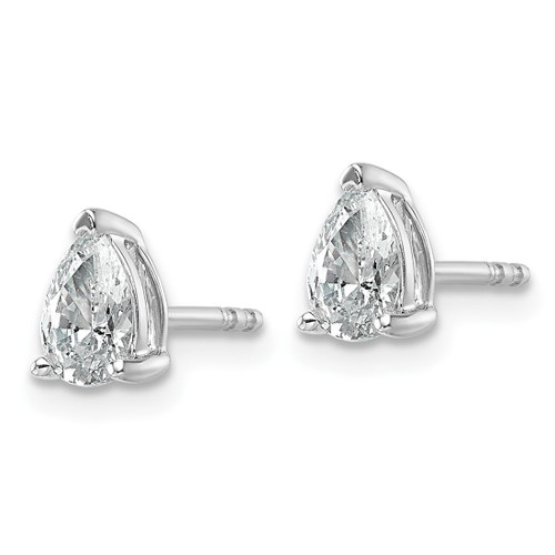 Rhodium-Plated 14K White Gold 0.76ct Lab-Grown Diamond Pear Three Prong Stud Earrings, 6.1 mm - EM8797-075-WLD - View 2