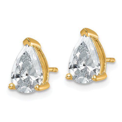 14K Yellow Gold 3ct Lab-Grown Diamond Pear Three Prong Stud Earrings, 9.7 mm - EM8797-300-LD - View 2