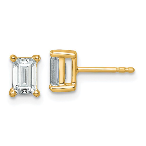 14K Yellow Gold 1.5ct Lab-Grown Diamond Emerald Four Prong Stud Earrings, 6.2 mm - EM8798-150-LG