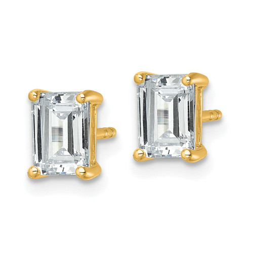 14K Yellow Gold 2ct Lab-Grown Diamond Emerald Four Prong Stud Earrings, 6.8 mm - EM8798-200C-LG - View 2