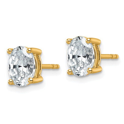 14K Yellow Gold 1.5ct Lab-Grown Diamond Oval Four Prong Stud Earrings, 7.5 mm - EM8799-150-LD - View 2