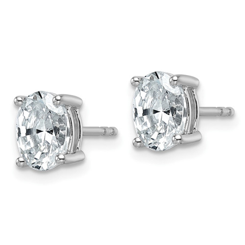 Rhodium-Plated 14K White Gold 1.5ct Lab-Grown Diamond Oval Four Prong Stud Earrings, 7.5 mm - EM8799-150-WLD - View 2