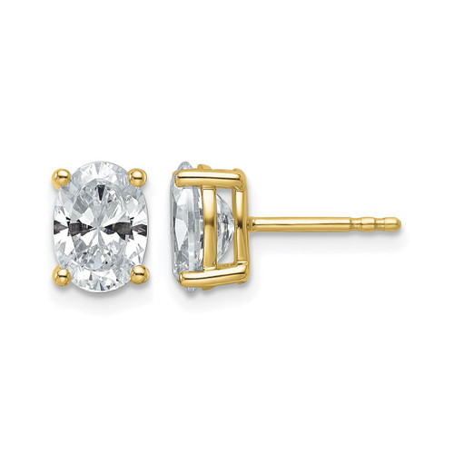 14K Yellow Gold 2ct Lab-Grown Diamond Oval Four Prong Stud Earrings, 8 mm - EM8799-200C-LG