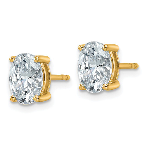 14K Yellow Gold 2ct Lab-Grown Diamond Oval Four Prong Stud Earrings, 8 mm - EM8799-200C-LG - View 2