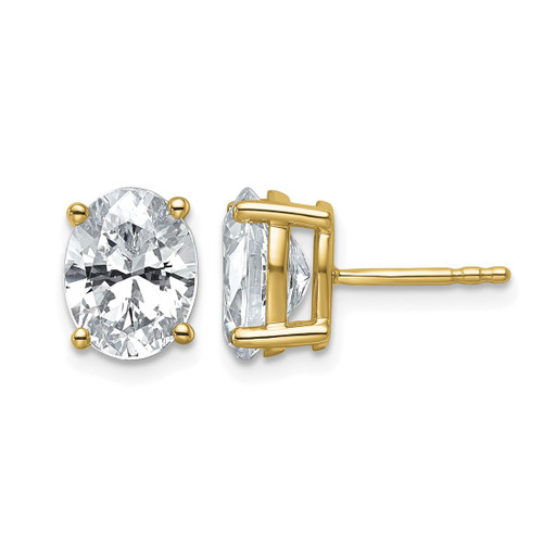 14K Yellow Gold 3ct Lab-Grown Diamond Oval Four Prong Stud Earrings, 9 mm - EM8799-300C-LG