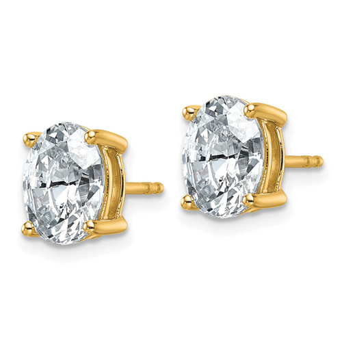 14K Yellow Gold 3ct Lab-Grown Diamond Oval Four Prong Stud Earrings, 9 mm - EM8799-300C-LG - View 2
