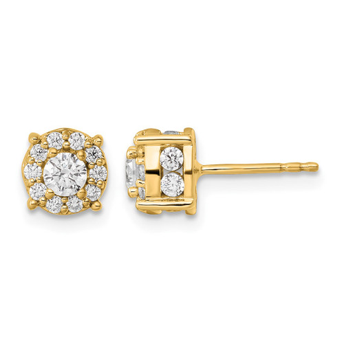 10K Yellow Gold 1.004ct Lab-Grown Diamond Round Fashion Halo Stud Earrings, 6.8 mm