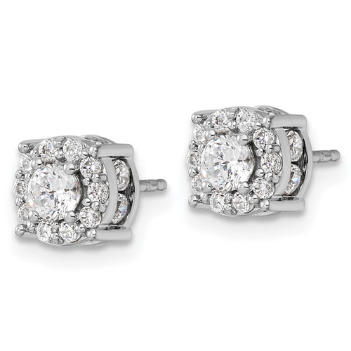 Rhodium-Plated 14K White Gold 1.004ct Lab-Grown Diamond Round Fashion Halo Stud Earrings, 6.8 mm - View 2