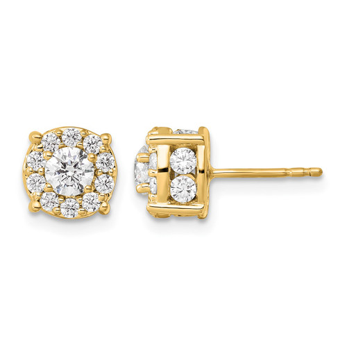 10K Yellow Gold 1.504ct Lab-Grown Diamond Round Fashion Halo Stud Earrings, 7.6 mm