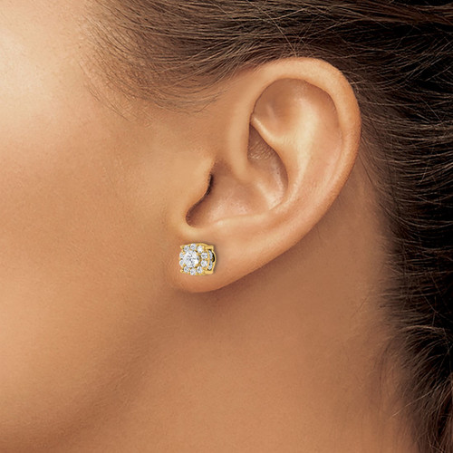 10K Yellow Gold 1.504ct Lab-Grown Diamond Round Fashion Halo Stud Earrings, 7.6 mm - View 2