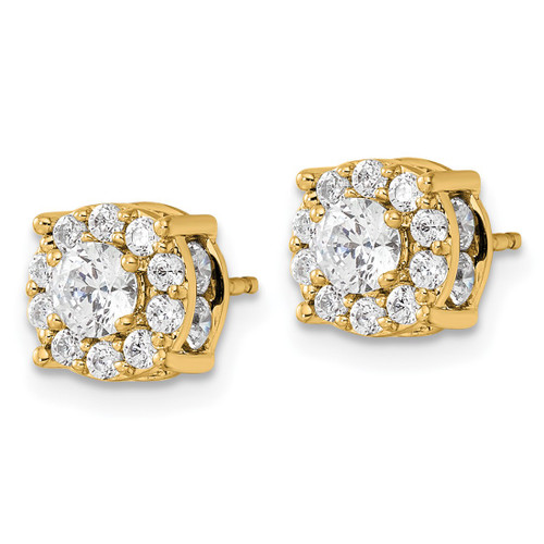 14K Yellow Gold 1.504ct Lab-Grown Diamond Round Fashion Halo Stud Earrings, 7.6 mm - View 2