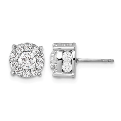 Rhodium-Plated 10K White Gold 2.024ct Lab-Grown Diamond Round Fashion Halo Stud Earrings, 8.2 mm
