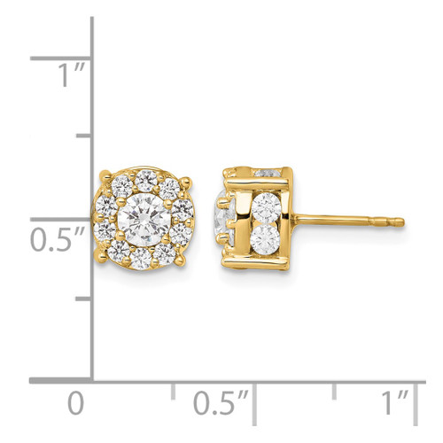 10K Yellow Gold 2.024ct Lab-Grown Diamond Round Fashion Halo Stud Earrings, 8.2 mm - View 2