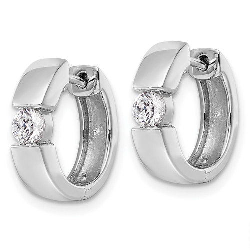 Rhodium-Plated True Origin 14K White Gold 0.32ct Lab-Grown Diamond Hinged Hoop Earrings, 13.7 mm - View 2