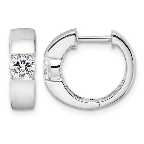 Rhodium-Plated True Origin 14K White Gold 0.6ct Lab-Grown Diamond Hinged Hoop Earrings, 13.7 mm