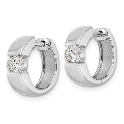 Rhodium-Plated True Origin 14K White Gold 0.6ct Lab-Grown Diamond Hinged Hoop Earrings, 13.7 mm - View 2