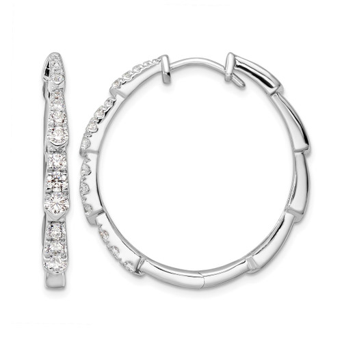 Rhodium-Plated True Origin 14K White Gold 1.176ct Lab-Grown Diamond Hoop Earrings, 30 mm
