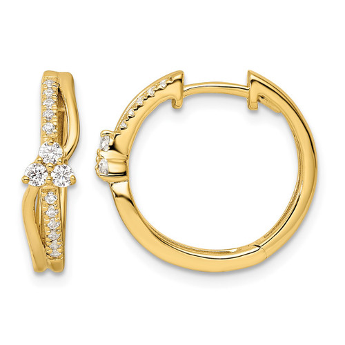 14K Yellow Gold 0.34ct Lab-Grown Diamond Fashion Hinged Hoop Earrings, 17.6 mm