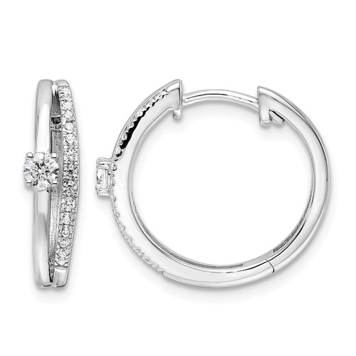 Rhodium-Plated 14K White Gold 0.38ct Lab-Grown Diamond Fashion Hinged Hoop Earrings, 17.7 mm