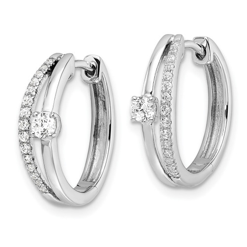 Rhodium-Plated 14K White Gold 0.38ct Lab-Grown Diamond Fashion Hinged Hoop Earrings, 17.7 mm - View 2