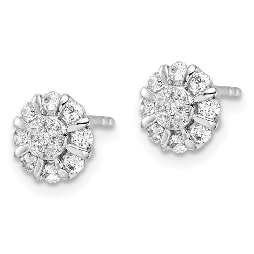 Rhodium-Plated 14K White Gold 0.513ct Lab-Grown Diamond Halo Stud Earrings, 8 mm - View 2