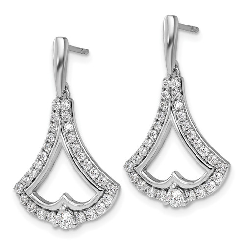 Rhodium-Plated 14K White Gold 1.007ct Lab-Grown Diamond Post Dangle Earrings, 28.75 mm - View 2