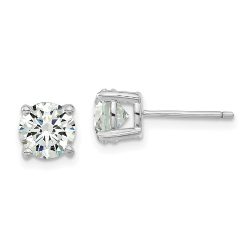Sterling Silver Rhodium-Plated Diamonore Cubic Zirconia 6.5 mm Stud Earrings