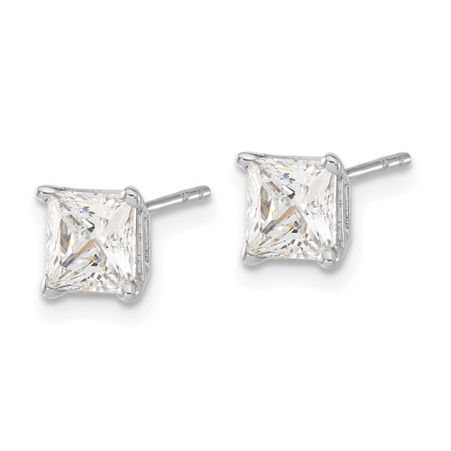 Sterling Silver Rhodium-Plated Diamonore 5.25 mm Princess-Cut Stud Earrings, 5.5 mm Long - View 2