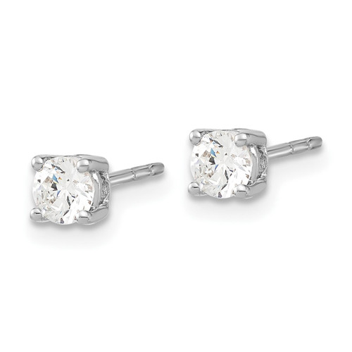 Sterling Silver 4 mm Cubic Zirconia Stud Earrings, 4.2 mm Long - View 2