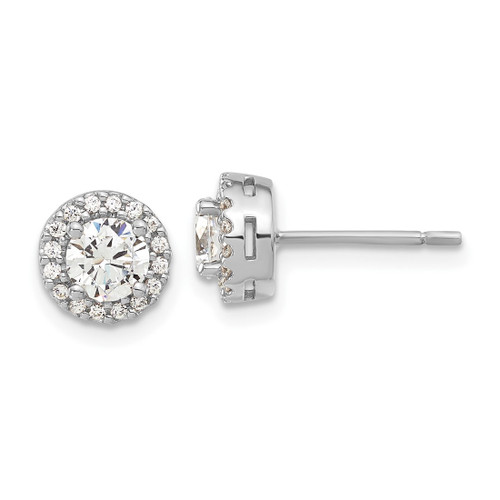 Sterling Silver Rhodium-Plated Diamonore Cubic Zirconia Halo Stud Earrings, 8 mm