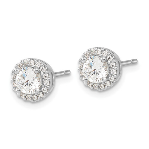 Sterling Silver Rhodium-Plated Diamonore Cubic Zirconia Halo Stud Earrings, 8 mm - View 2