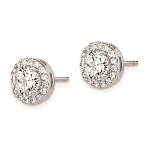 Sterling Silver Rhodium-Plated Diamonore Round Halo Stud Earrings, 9.3 mm - View 2