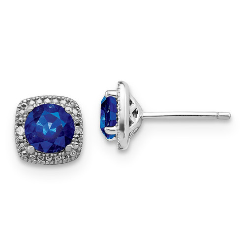Sterling Silver Lab-Created Sapphire & Diamond Stud Earrings, 6 mm
