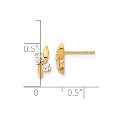 14K Yellow Gold Madi K Cubic Zirconia Children'S Stud Earrings, 10 mm, 5 mm Wide - View 2