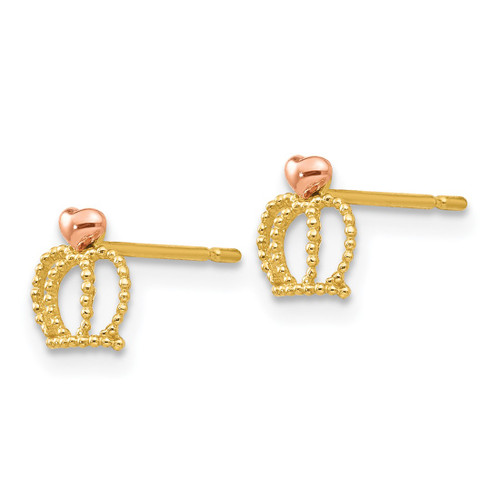 14K Two-Tone Gold Yellow and Rose Gold Madi K Crown Stud Earrings, 6 mm - View 2